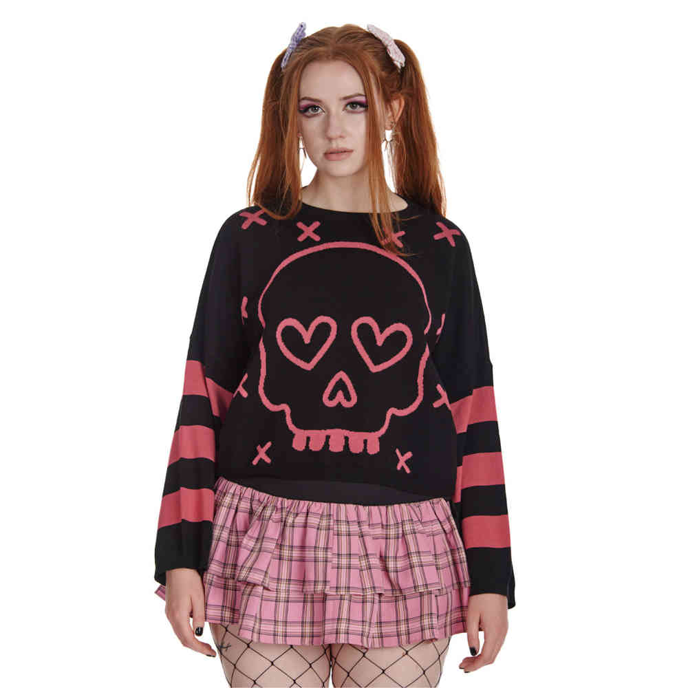 Banned - Miki Knitted Gebreide trui - Zwart/Roze